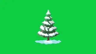 Winter Tree Covered with Snow Animation | Green Screen