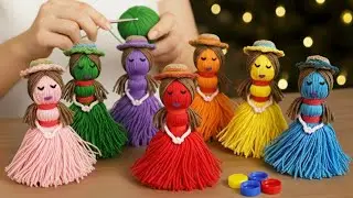 Don&rsquo;t throw away bottle caps! Make a cute yarn doll with them 🧵