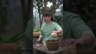 Outdoor Cooking in Field 🥥 Chinese Girl Cutting Coconut