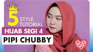 5 Tutorial Hijab Segi Empat Rawis untuk Wajah Bulat Simpel Banget