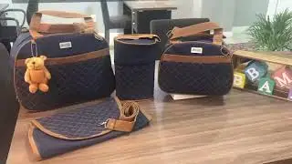 Kit bolsa maternidade 4 pe&ccedil;as azul/marrom lan&ccedil;amento
