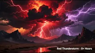 Red Thunderstorm  8+ Hours Lightning Storm Wallpaper Background (4K)