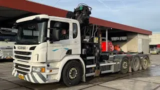 vrachtwagen, Scania, P370 met Laadkraan Hiab XS288 en haakarm 21T, 2016