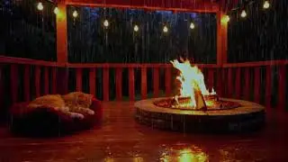 Cozy Fireplace 🔥 Rainfall 🌧️ & Relaxing Cat Purr 🐱 | Fall Asleep Fast (8 Hours)