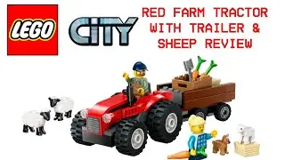Lego City Red Farm Tractor with Trailer & Sheep Set Review 