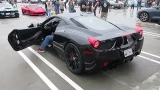 Black 2015 Ferrari 458 Italia (w/ startup)