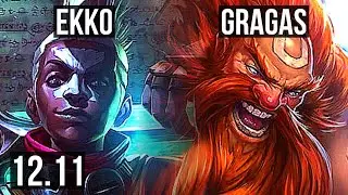 EKKO vs GRAGAS (MID) | 3.1M mastery, 4/1/5, 900+ games | KR Diamond | 12.11