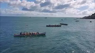 GIG ROWING RACE IN BRIXHAM, DEVON. UK