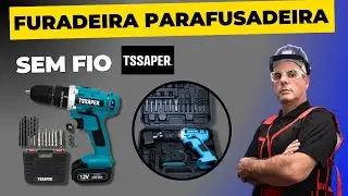 Parafusadeira Furadeira Tssaper Sem Fio + Acessório Com Maleta de Transporte