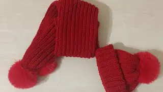 Two-needle knitted scarf and hat set #babypatterns #knitting