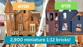 Making a miniature dollhouse brick tower with 2900 tiny bricks! (1:12 scale)