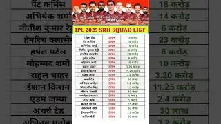 IPL 2025 SRH SQUAD LIST #srh #ipl #iplnews #ipl2025 #shorts #kkr #rcb #csk #mi #dc #lsg #gt #rr #gk