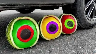 👉 Experiment Gummy Watermelon vs Car ✨ Crushing Crunchy & Soft Things with Car ASMR! HP Crunchy