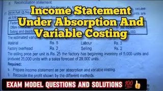 Income Statement Under Absorption & Variable Costing | BBA 5th Semester | Pokhara University