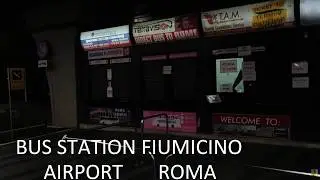 Bus station at Leonardo Da Vinci Fiumicino  Airport Rome .  Italy