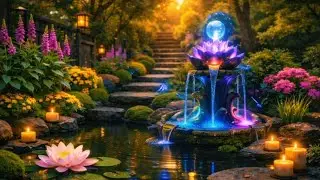 Relaxing Piano & Flowing Water Sounds for Deep Sleep | Garden Fountain Ambience