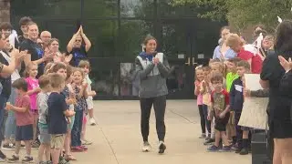 VIDEO: Sendoff at Belleville Henderson for runner Kennady Billman