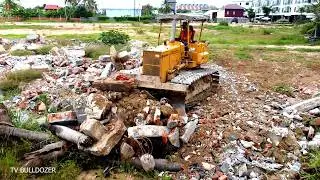 Nicely Complete 100% Project Clearing Waste Construction By Driver KOMATSU D31P Dozer Pushing Waste
