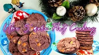 Ube S'more Flat Cookies with Chocolate Drops
