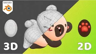 Chibi Panda 3D model painted to look like 2D with Ucupaint add-ons