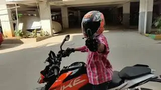 11 years boy riding DUKE390...