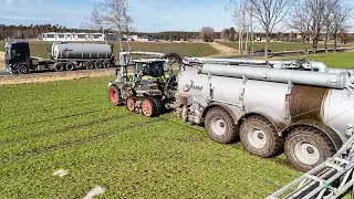 CLAAS Axion 960 TERRA TRAC mit 32m&sup3; KUMM KTR und 36m Vogelsang Gest&auml;nge beim G&uuml;lle ausbringen 2025