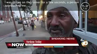 Attacker beats homeless man with a rock