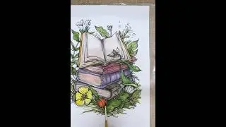 Whimsical Book & Blooming Flowers &ndash; Magical Art Scene#art#painting#relaxing#short