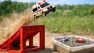 Jump & SPLASH! 💦 Vehicles Jump Off the Ramp into Mud | Car and Truck Songs