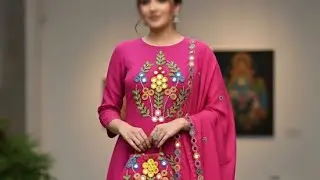 👗 EasyHand Embroidery for Beginners | Dress Par Stylish Floral Design #foryou #viral#trending 
