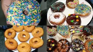 EASY DONUT RECIPE | HOMEMADE SOFT DONUT | DONUT RECIPE AND DECORATIONS | BEST DONUT RECIPE IN HINDI