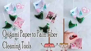 Step by Step Tutorial: Origami Paper to Palm Fiber Brooms and Dustpans 🌿📏