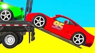 Red Cars Transportation & Spiderman Obstacles Truck Challenge - GTA 5 Mods