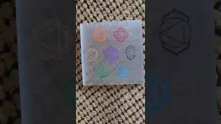 Selenite Crystal Seven Chakra Symbol Engraved Charging Plate - Spiritual Energy Cleansing