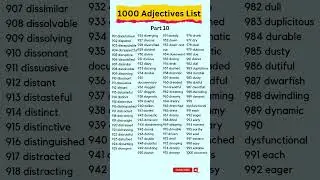 1000 Adjectives List, Part 10 #adjective #adjectives
