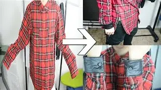 DIY: Oversized flannel to Elongated Zipped Flannel | KAD Transformations #1