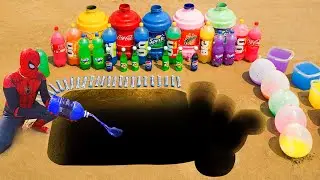 How to make Baby bottle Rainbow Pit with Orbeez, Giant Sprite, Fanta, Mirinda, Coca Cola vs Mentos