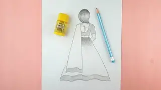 Girl drawing for beginners || How to draw a girl wearing traditional lehenga beautiful dress