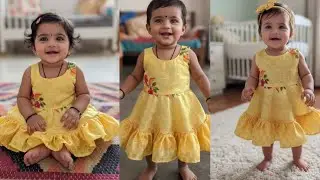 Frill frock baby dress cutting and stitching 