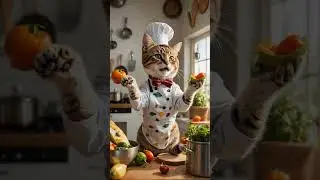 Cat Cooking #viralshorts  #meowchef #bakingwithkids #animallove #animalchef