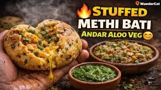 Bahar Crispy, Andar Aloo masala Stuffing 😋 | Methi Masala Bati Recipe #wandereat