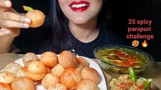 25 spicy panipuri challenge 🥵🔥crunchy golgappa eating sound llASMRll @The Mystery Girl~ASMR#panipuri