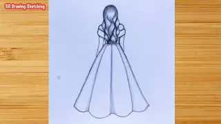 How To Draw Beautiful Girl In Beautiful Dress // Easy girl drawing - simple pencil sketch