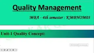 1-Quality Management Unit -1 MBA 4th Semester KMBNOM03, Operations Management MBA 4th Semester 2025