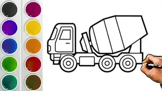 Mixer Truck Drawing & Coloring for Kids, Toddlers | How to Draw Easy Art Tips @Drawingandcolour1