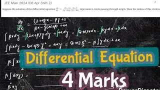 Differential Equation/Exact Form/PYQ/JEE/Mathematics/Circle