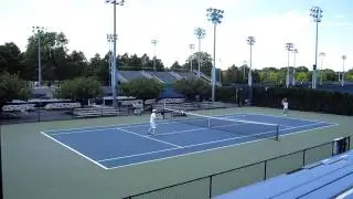 Tennis: volley rally with step-in forehand volley finish