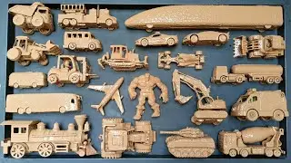 Membersihkan Mainan Mobil Balap, Truk Molen, Bus Tingkat, Kereta Cepat, Traktor, Pesawat, Excavator.