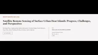 Satellite Remote Sensing of Surface Urban Heat Islands: Progress, Challenges, and Per... | RTCL.TV