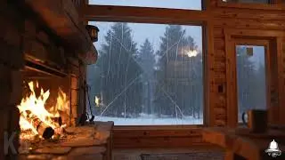 Rain Sounds & Cozy Fireplace in a Wooden Cabin | Relaxing Cabin Ambience (3 Hours)